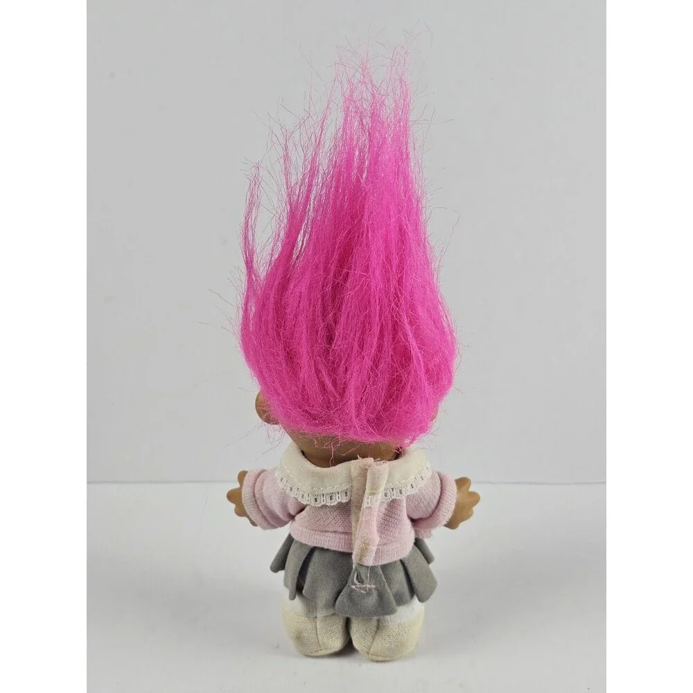 Russ Bernie Troll Doll w/ Pink Hair & Poodle Skirt 4.5 Inch
